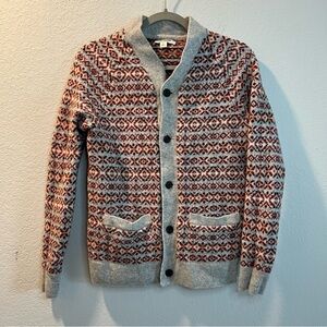 Women’s Goodthreads lambswool red patterned button front cardigan sweater size S
